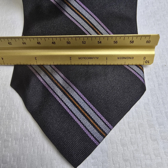 Zianetti Itailian Silk Tie Black Woth Blue Purple Diagonal Stripe Mens EUC - Picture 3 of 6